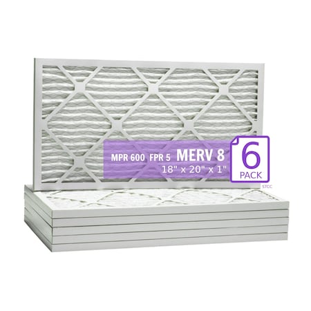 Purolator 18x20x1 Pleated Air Filter, MERV 8, 6 PK 18x20x1x1 DM (6 Pack)